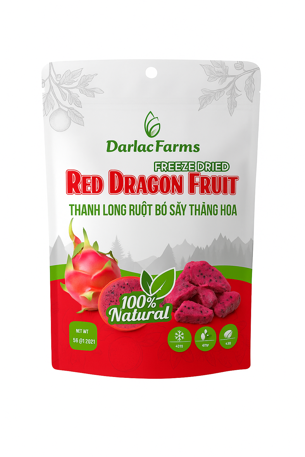 Freeze Dried Dragon Fruit – Natural, Sugar-Free Snack from Vietnam (56.7g)